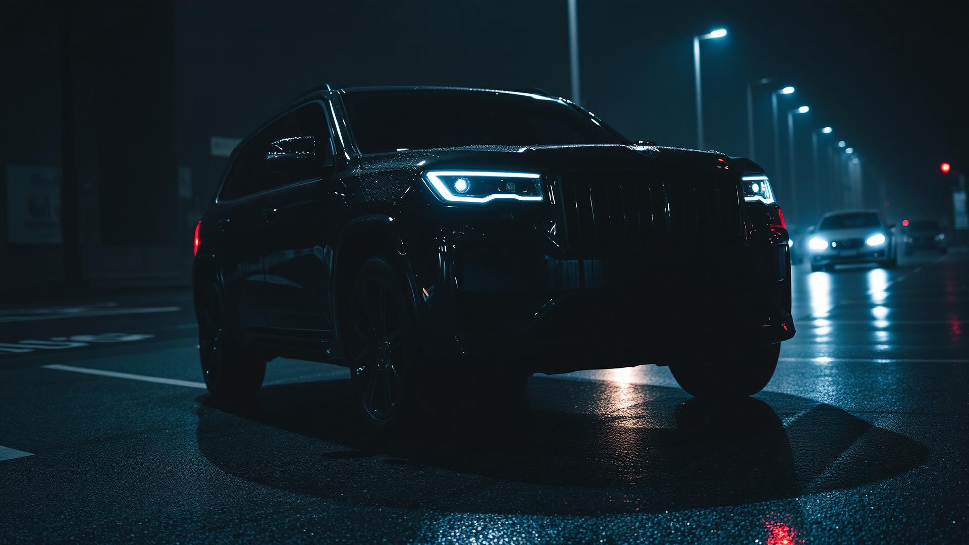 Dark cinematic architectural night backdrop